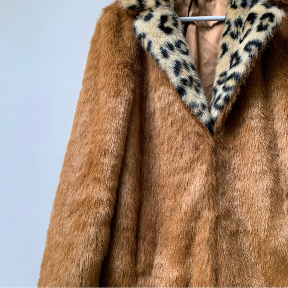 Topshop boutique faux fur overcoat size uk 12 - Picture 6 of 11